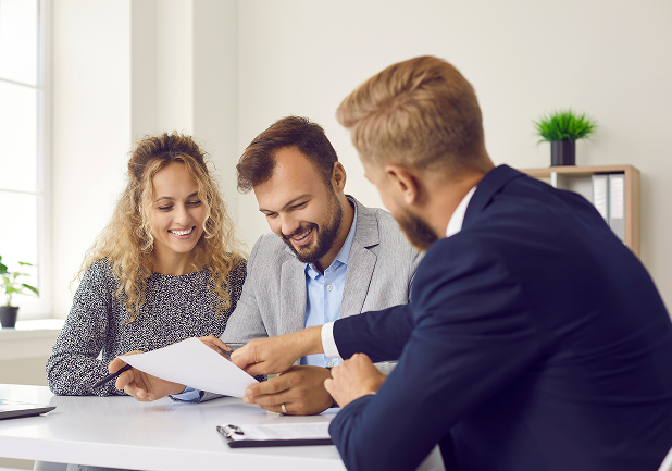 Clients meeting with insurance