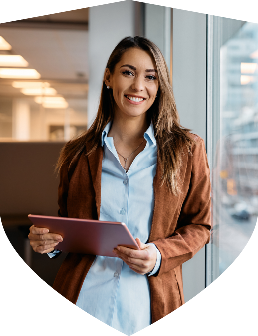 Woman smiling after signing up for Commercial Insurance