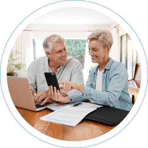 Couple looking through options for life insurnace